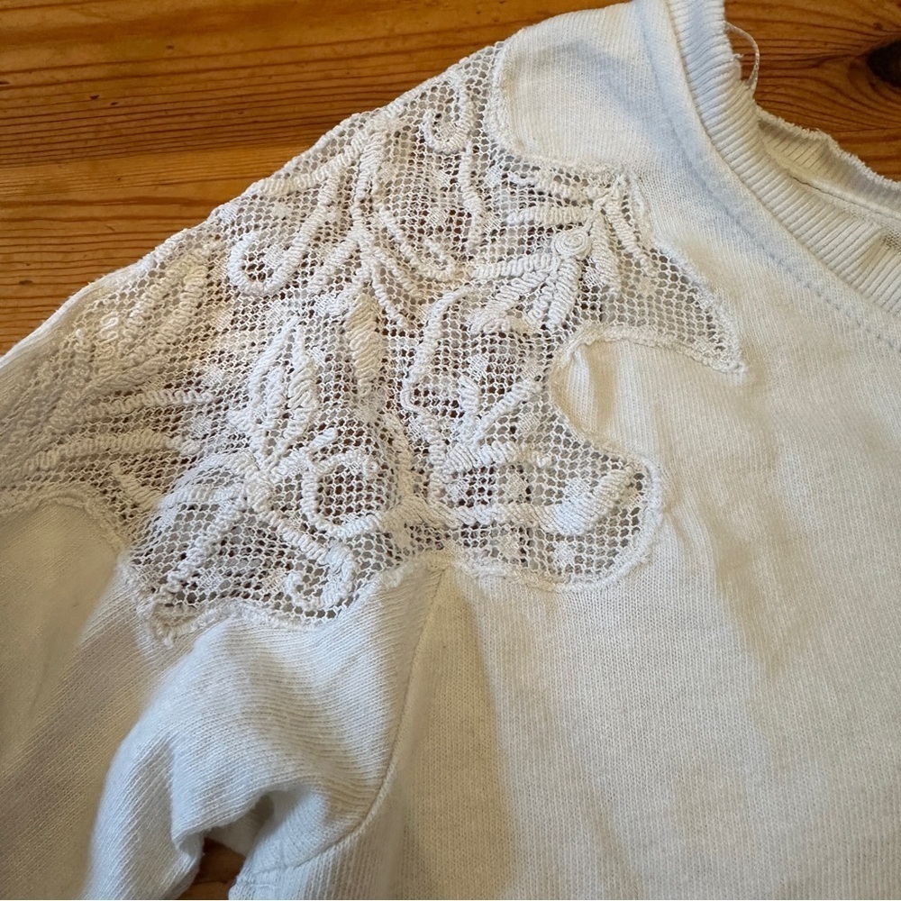 FREE PEOPLE Grandpa Jersey Outer Sunset Top in Ivory Lace women - S - Picture 10 of 11
